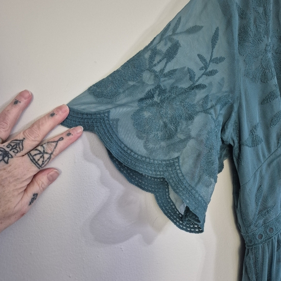 PinkBlush Teal Lace Mesh Overlay Plus Maternity Dress Size 3XL - Picture 7 of 12